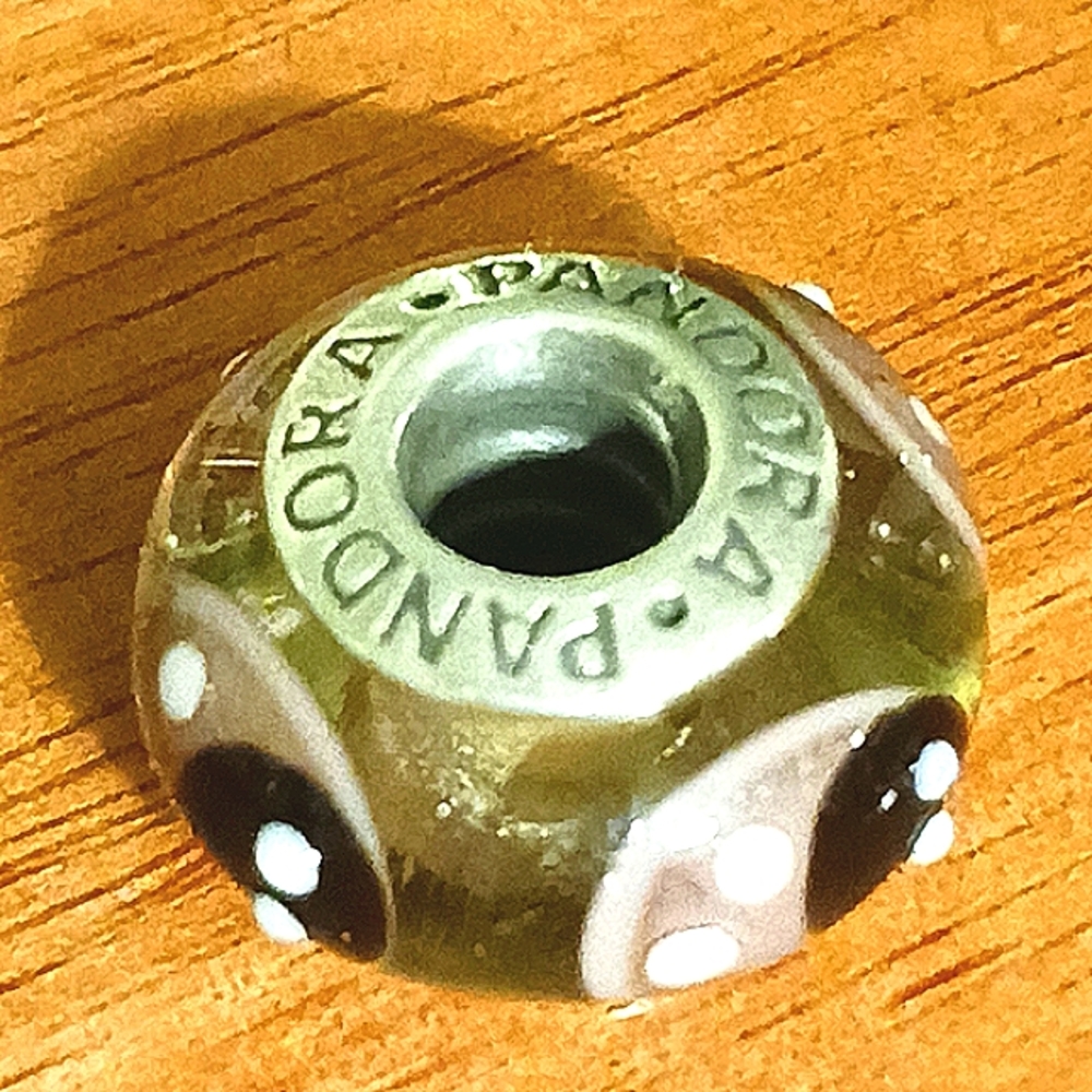 Pandora Retired Black and Brown Ladybug Murano Glass Charm - Picture 3 of 4